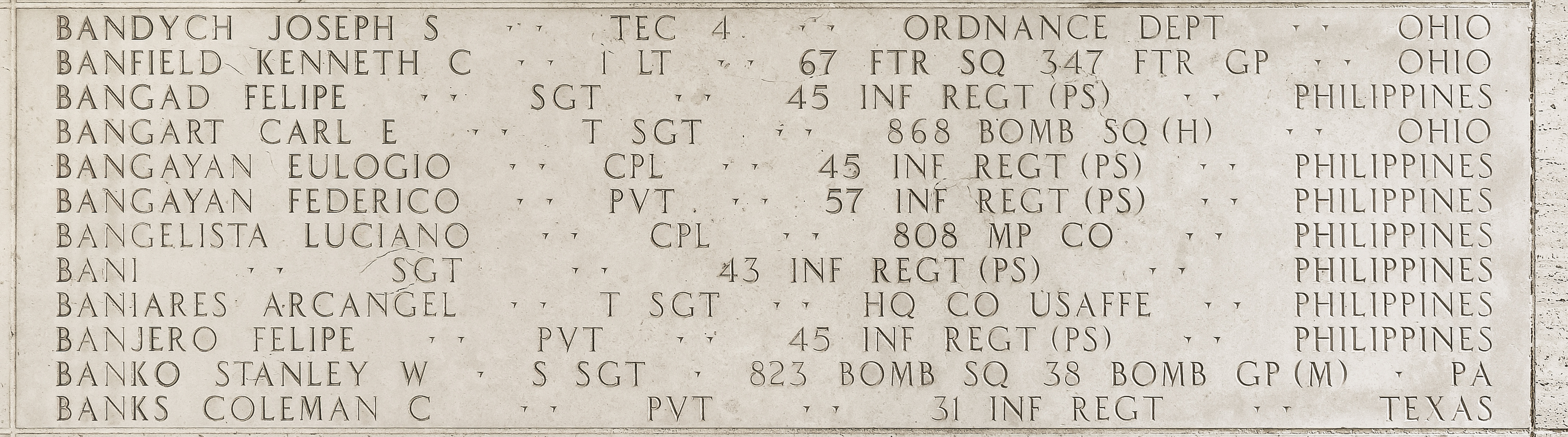 Carl E. Bangart, Technical Sergeant